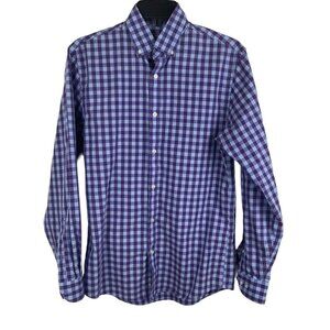 Izod Men Slim Fit Long Sleeve Plaid Button Down T-shirt Size 14-14 1/2
